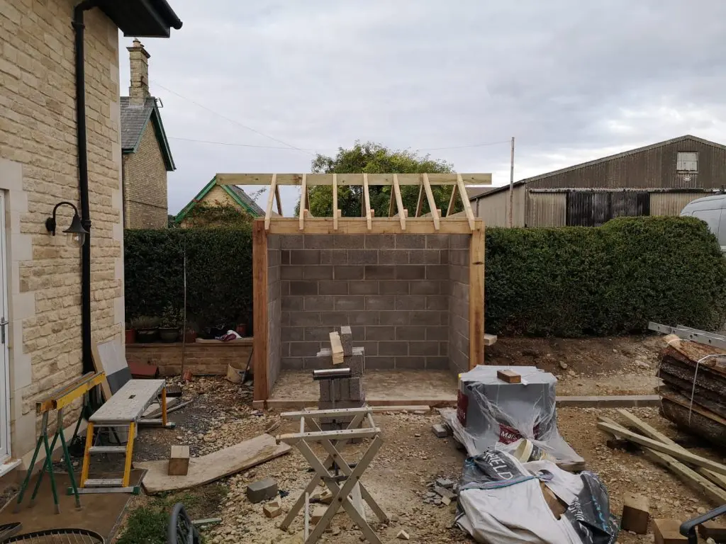 Black Painted Featheredge Cladding, fresh sawn Green Oak beams, Brooks Carpentry, firewood