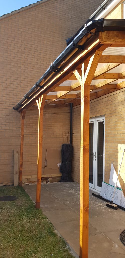 Wall Mounted Pergola made out of C16 Treated Carcassing Timber and Treated Softwood Fence Posts