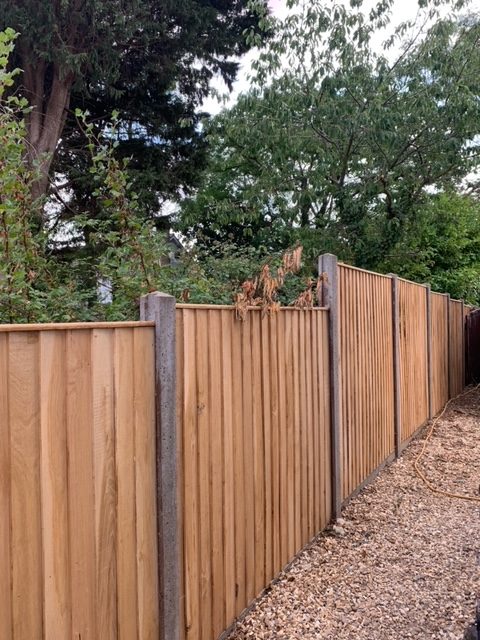 CIT Management, Fence Pergola, Oak Featheredge Fence Panels, Green Oak gate posts, Oak featheredge side gate