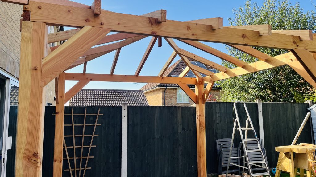 Structural Douglas Fir 150 x 150 Beams, UK Timber, Douglas Fir, Pergola Rafter Rails, British Larch, British Larch/Douglas Fir Pergola Rafter Rails